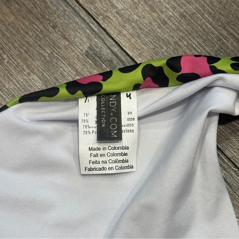 Yandy Vibrant Leopard Print Pink Green Bikini Bottom XLarge New with Tags